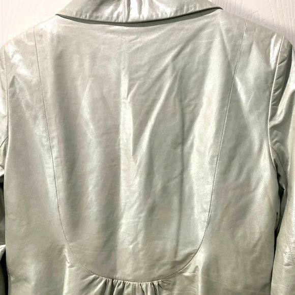Cole Haan Collection Women's Leather Jacket  Metallic Mint Green  Size 4 - Picture 10 of 14